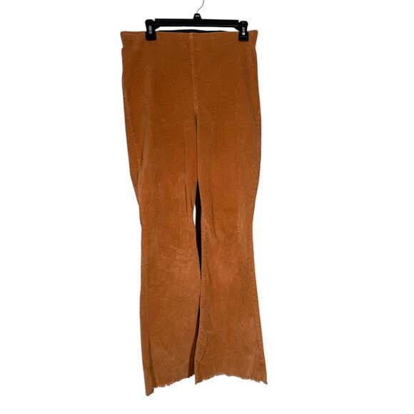 Knox Rose Orange Corduroy Flare Pants Womens Sz 10 Boho Fall Pull On Stretchy - Picture 1 of 10